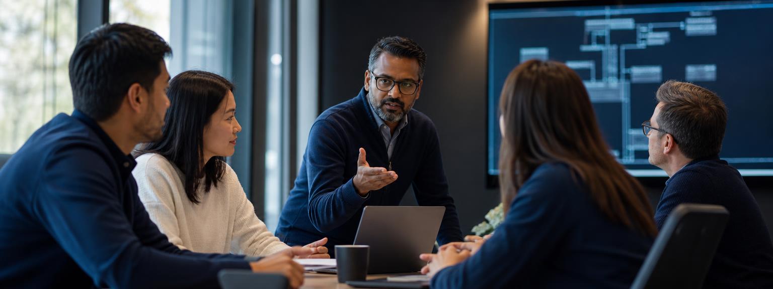 Technology professionals meeting at an IT industry day